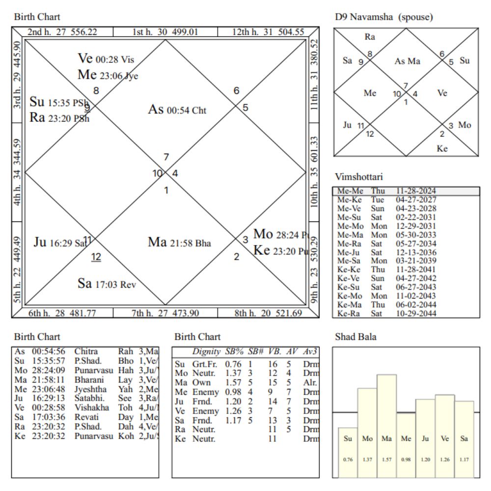 Automated Vedic astrology report example content